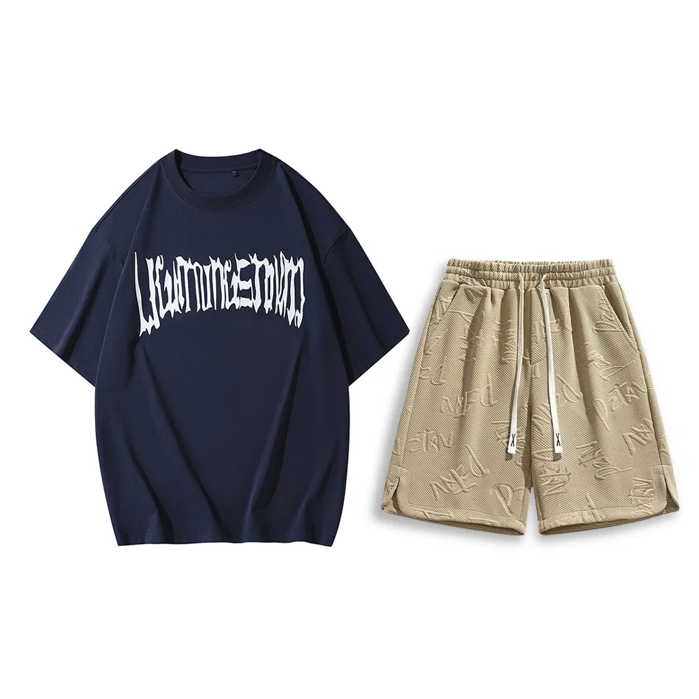 Детский комплект из футболки с коротким рукавом и шорт Lightning X Storm, Navy Blue/Khaki