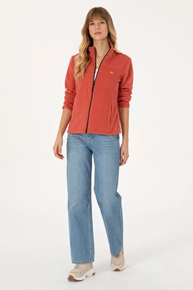 Женская флисовая толстовка на молнии с воротником-стойкой U.S. Polo Assn., Dried Rose — фото 4