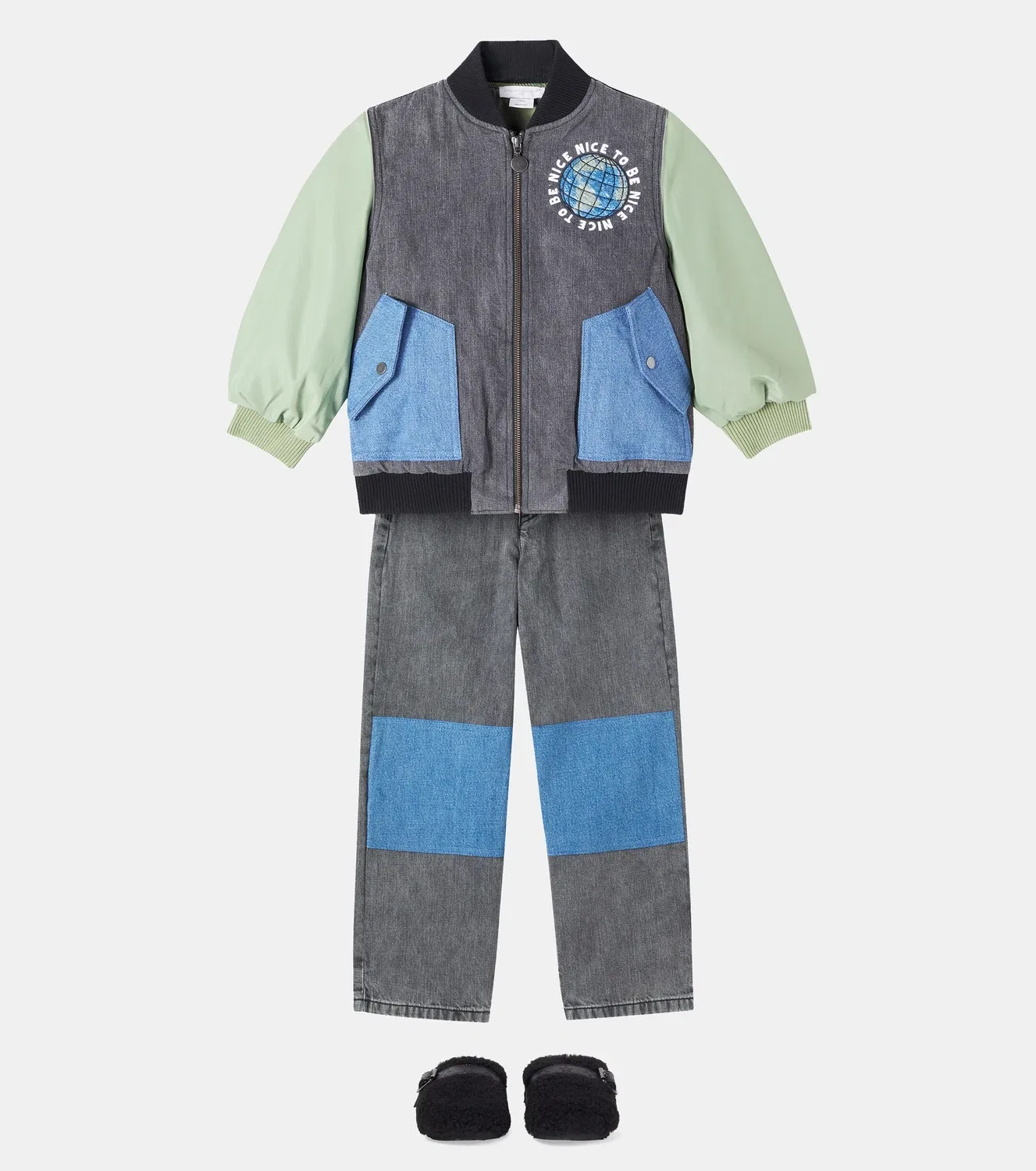 Легкая куртка-бомбер из джинсовой ткани Stella Mccartney Kids, черный — фото 2