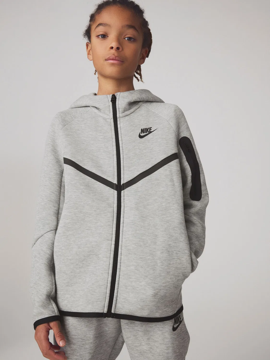 Худи Nike Tech Fleece на молнии, темно-серый меланж