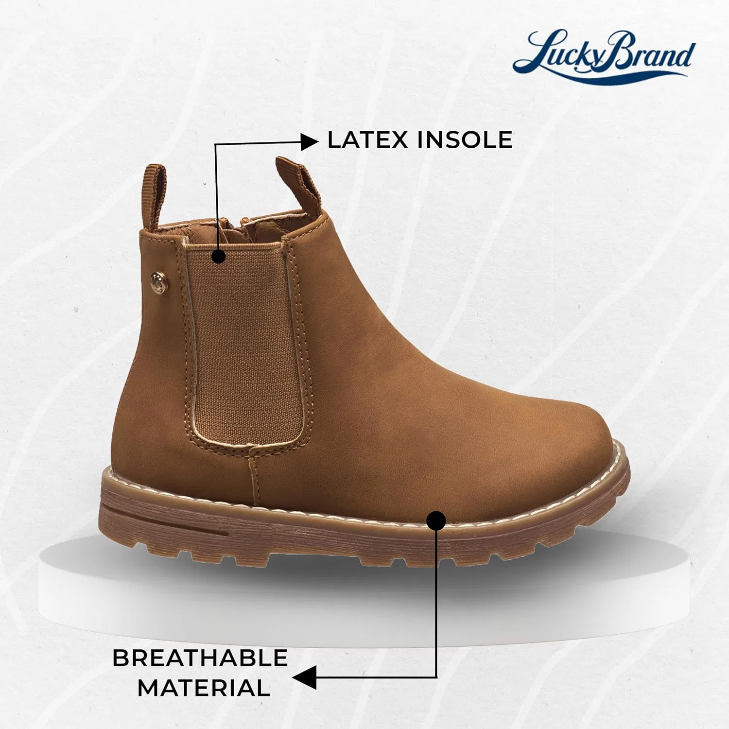 Детские ботинки для девочек с молнией Chelsea Lucky Brand, Cognac Suede — фото 4