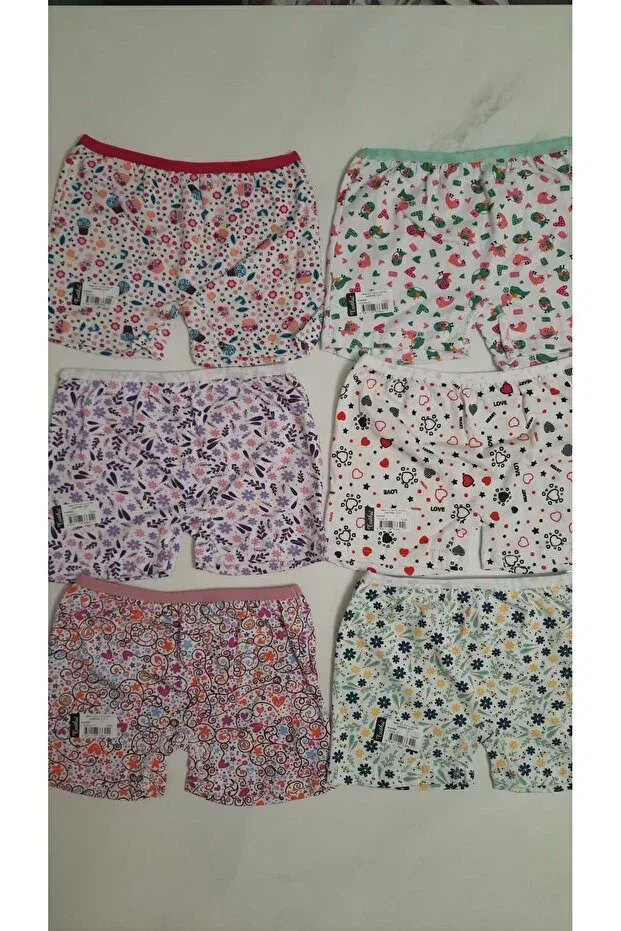 Детские трусы-боксеры для девочек с принтом эластановые 6 шт. Impression Boxer Shorts tkc0849 Tutku, Multicolor