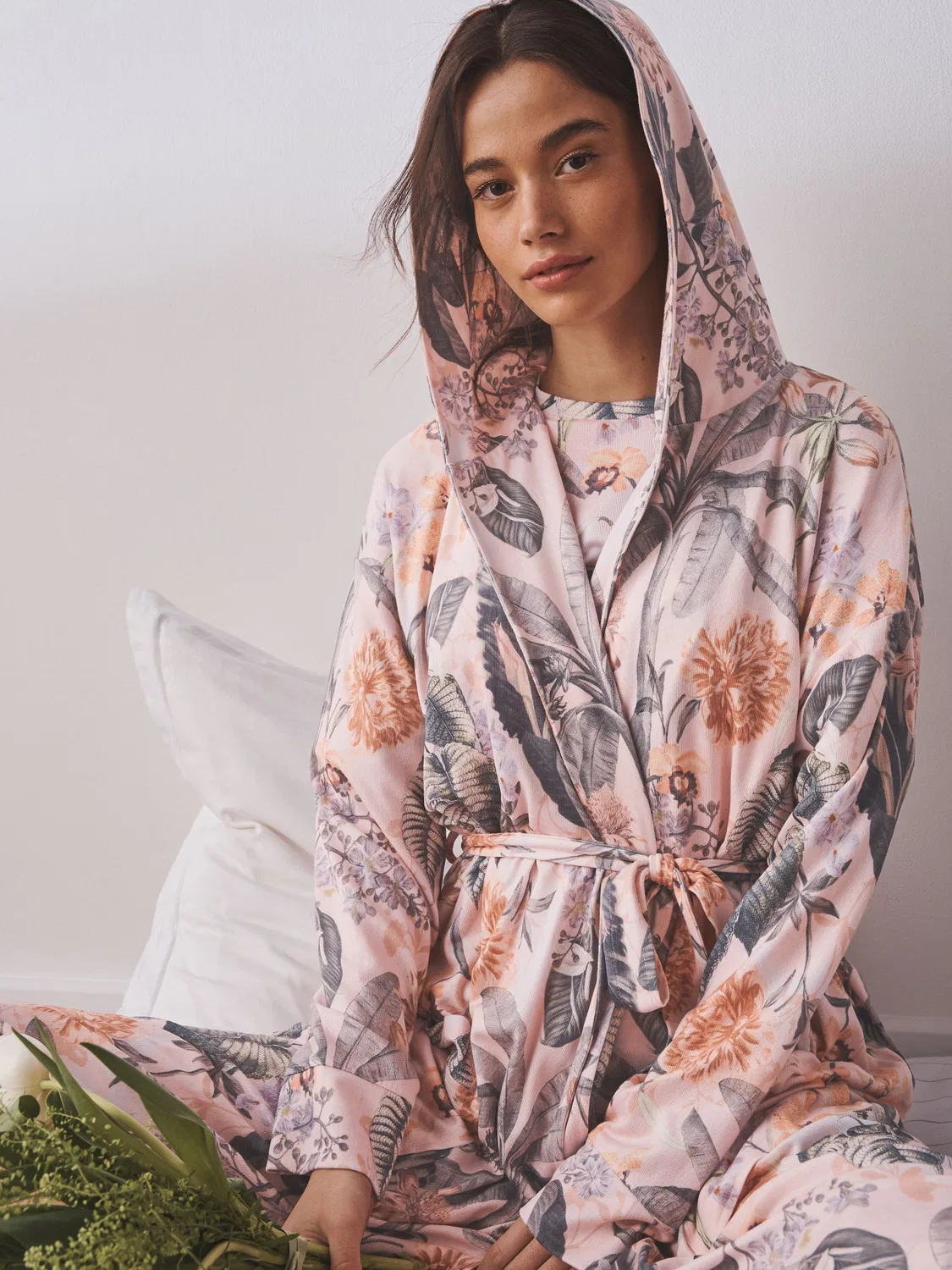 Халат, принт Kew Garden, Cosy Lightweight Dressing Gown Next, персиково-розовый — фото 2