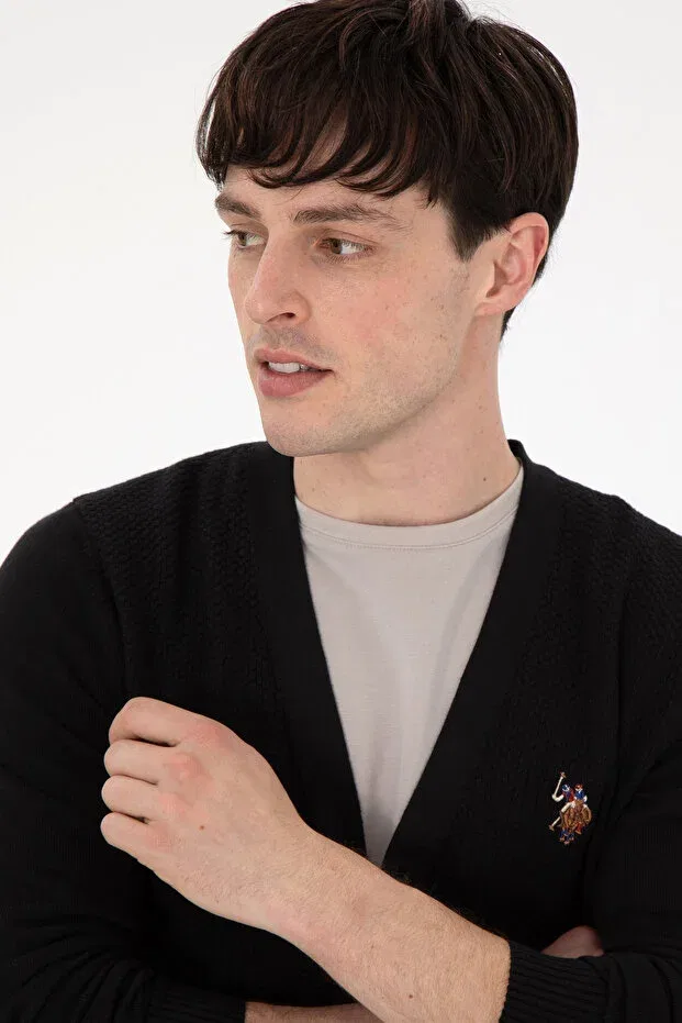 Мужской кардиган с длинным рукавом Basics U.S. Polo Assn., Black — фото 2