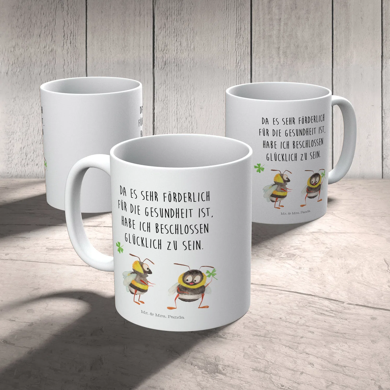 Детская кружка с принтом Hummeln Kleeblatt Mr. & Mrs. Panda, белый — фото 4