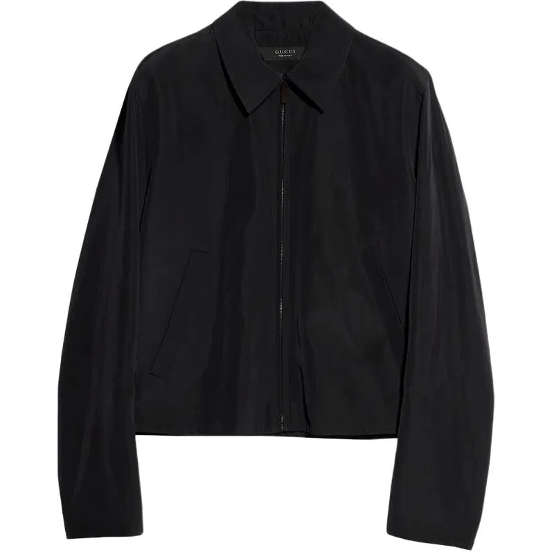 Мужской пуховик с отложным воротником, прямой крой, Black, GUCCI