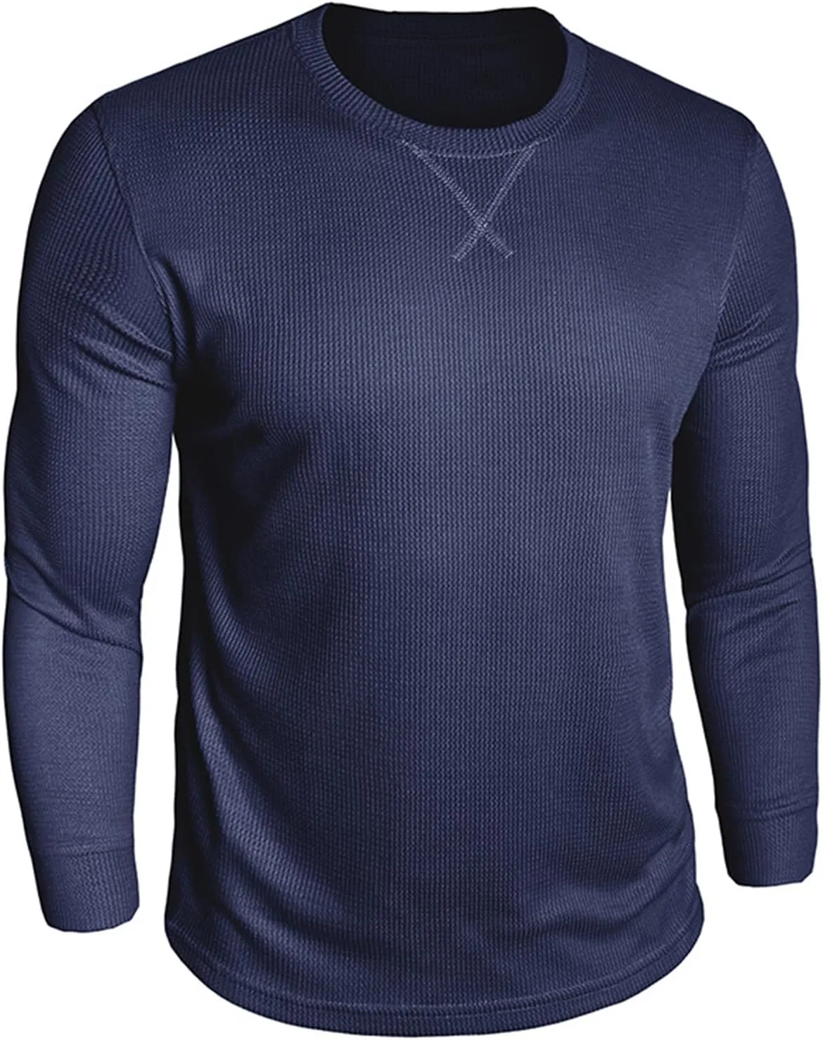 Мужской свитер с воротником-стойкой и вафельной текстурой, 2-royal Blue