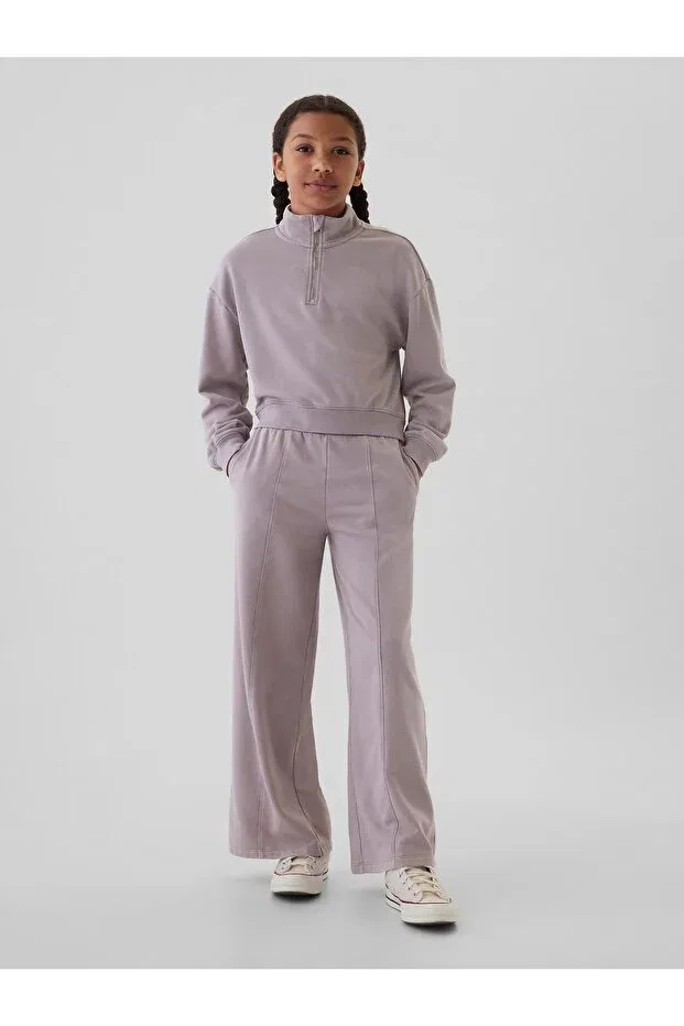 Детские свитшот для девочек с полузастежкой-молнией Half Zipper Crop Pullover Gap, Lila-000 — фото 4