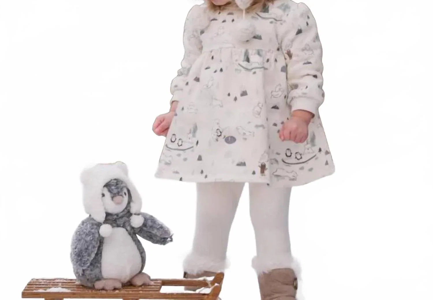 Детское платье из флиса с леггинсами в комплекте Arctic Family Elegant Baby, мультиколор — фото 2