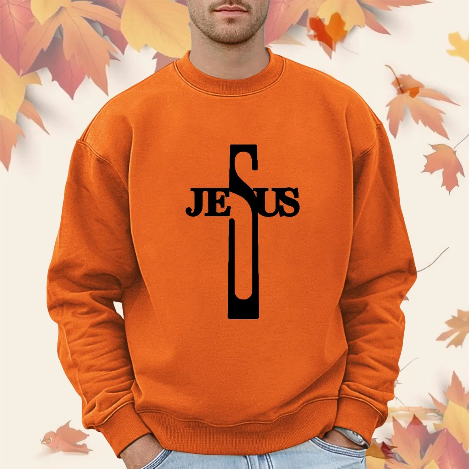 Мужской свитшот с капюшоном Classic Casual, хлопковый, на молнии, Orange — фото 3