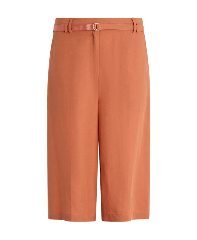 

Коричневые льняные шорты-бермуды с поясом с D-образным кольцом. Liu Jo, оранжевый