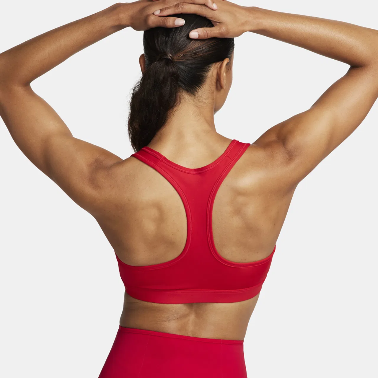 Спортивный бюстгальтер женский Dri-FIT Swoosh Medium Support Bra Nike, цвет University Red/White — фото 2