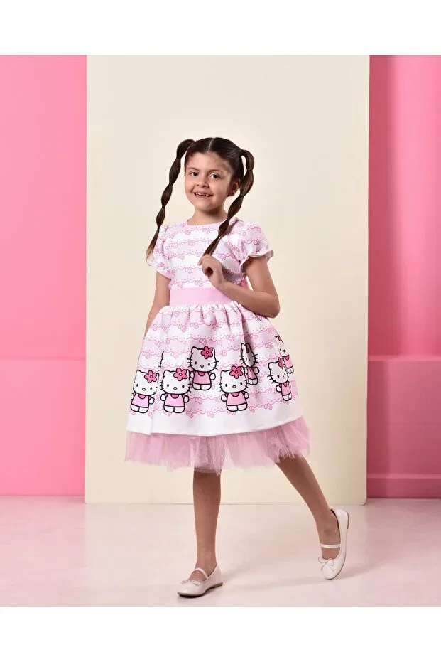 Детское платье для девочек с коротким рукавом Eylül Elif Butik, Pink