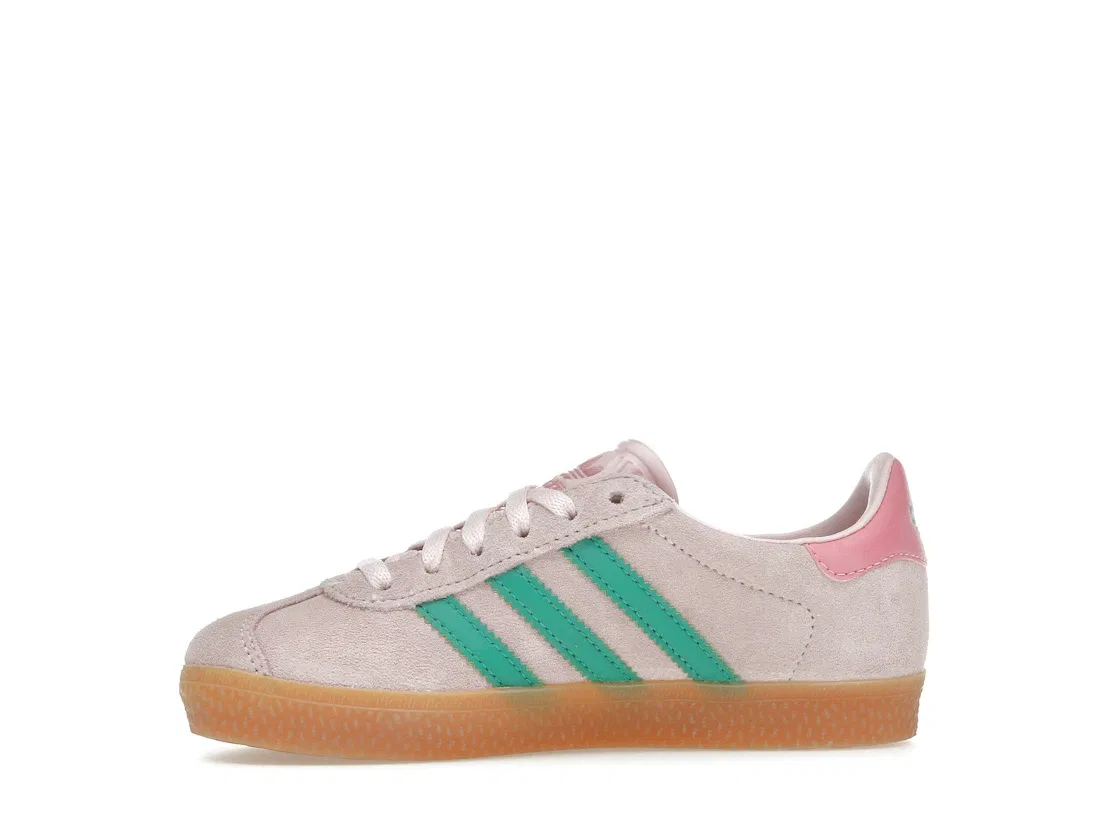 Детские кроссовки с классическим дизайном Adidas Gazelle, Clear Pink Court Green Bliss Pink — фото 3