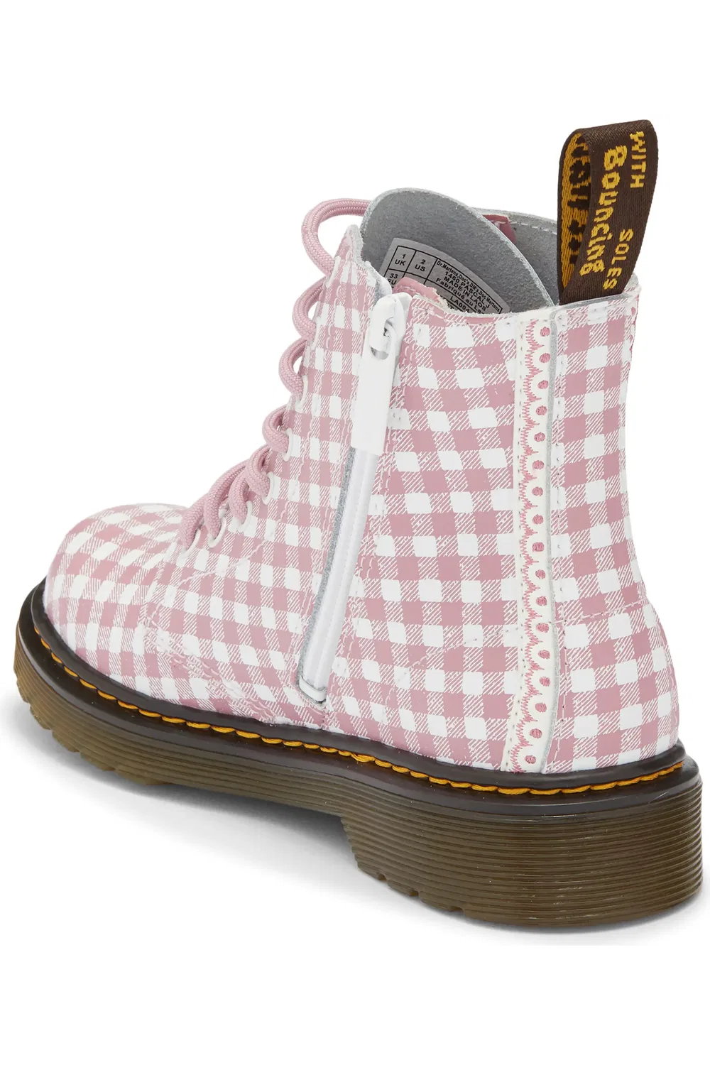 Детские ботинки Dr. Martens 1460 в клетку, White Dusty Rose — фото 2