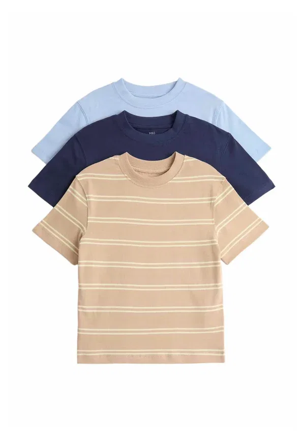 Комплект из 3 футболок с коротким рукавом Basic T-shirt Marks & Spencer, темно-синий mix