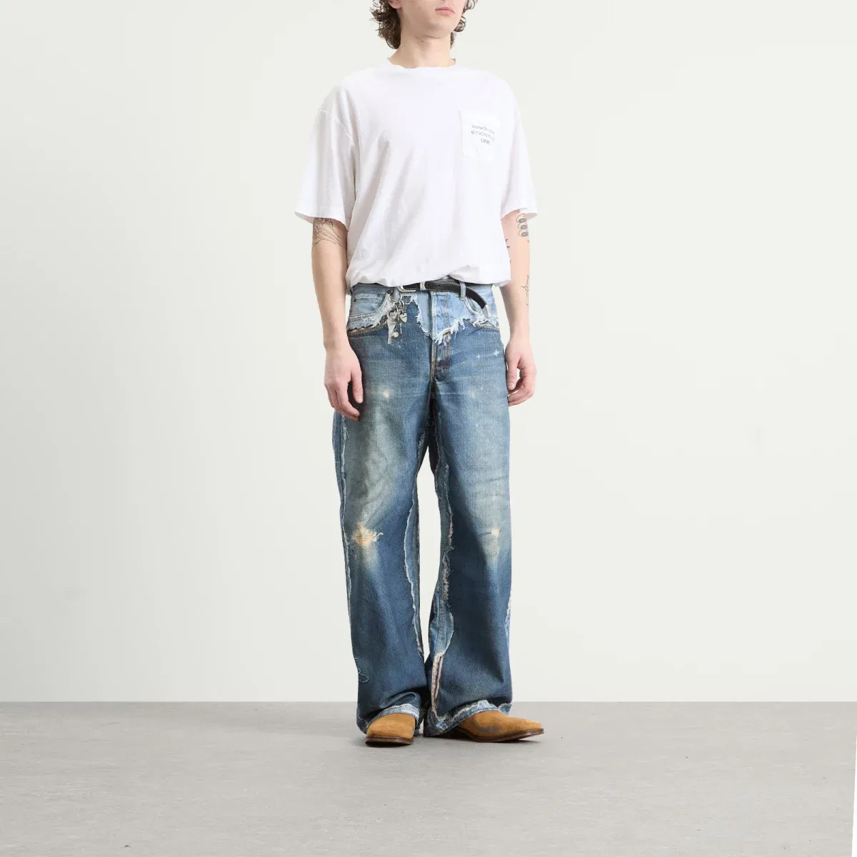Джинсы свободного кроя с принтом 1981 Trompe L'oeil Acne Studios, Mid Blue — фото 4