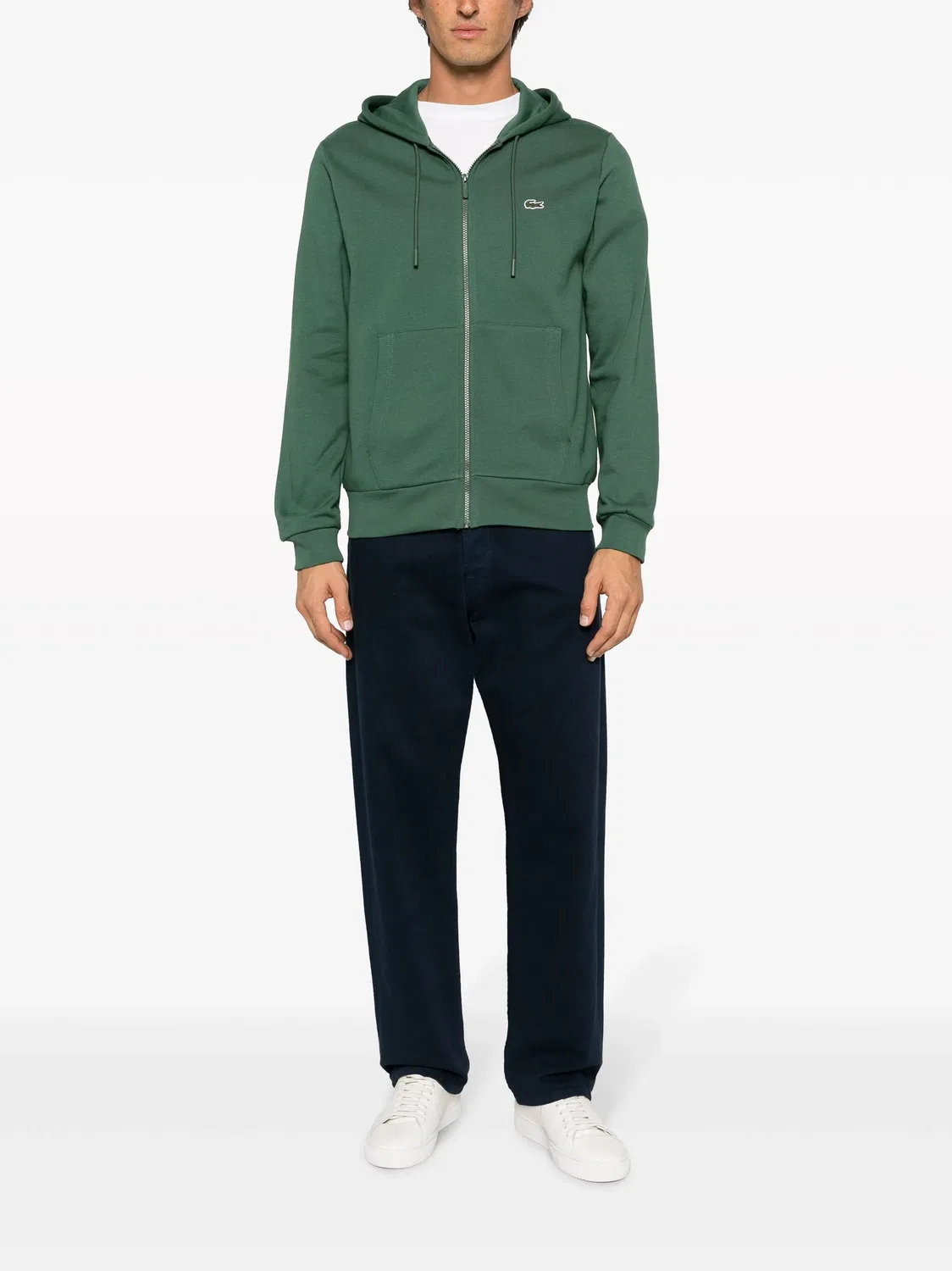 Толстовка с молнией и вышитым логотипом Lacoste, темно-зеленый — фото 3