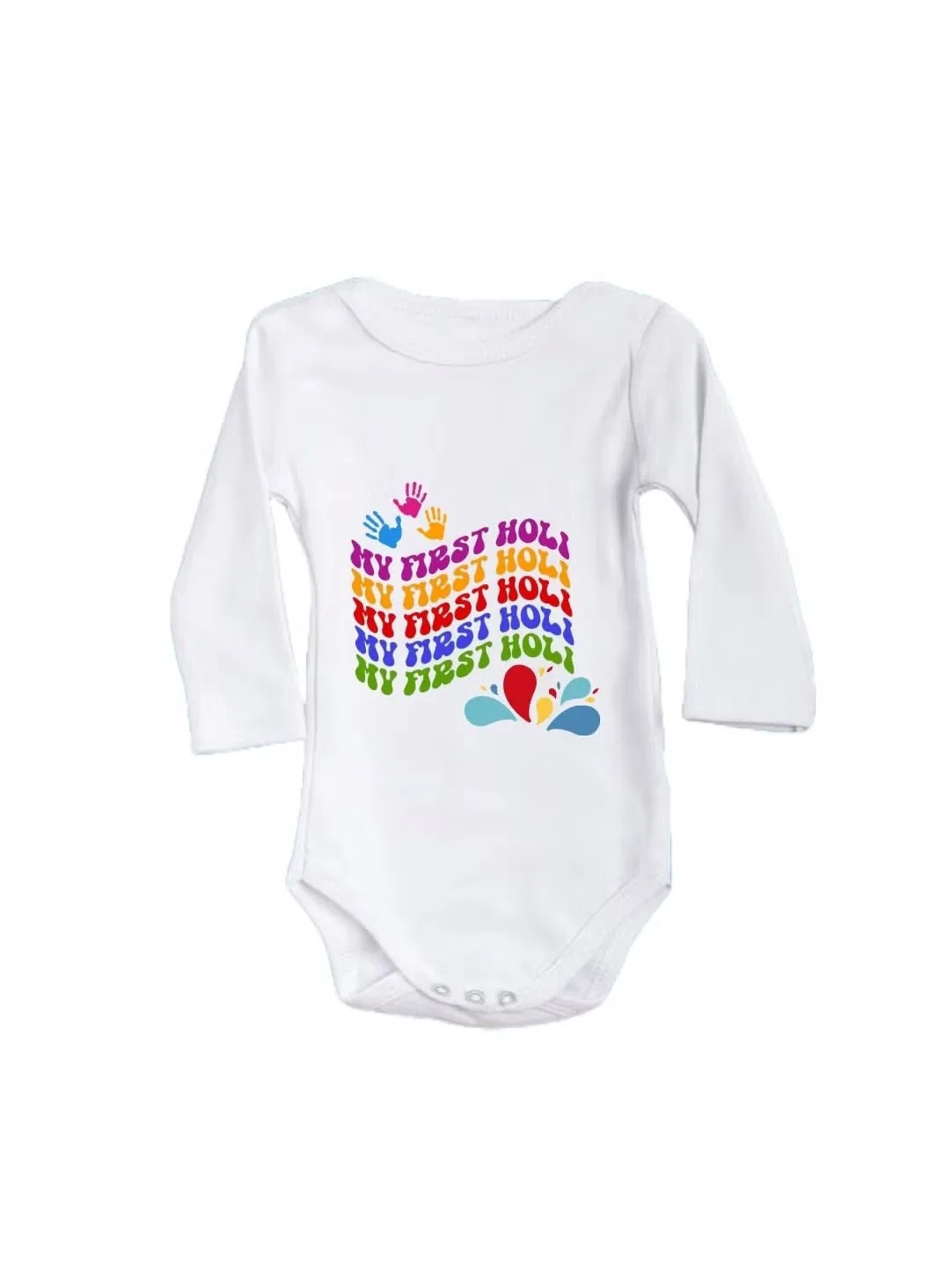 Боди-комбинезон с длинным рукавом хлопковый Holi festival Printshop4Me, разноцветный