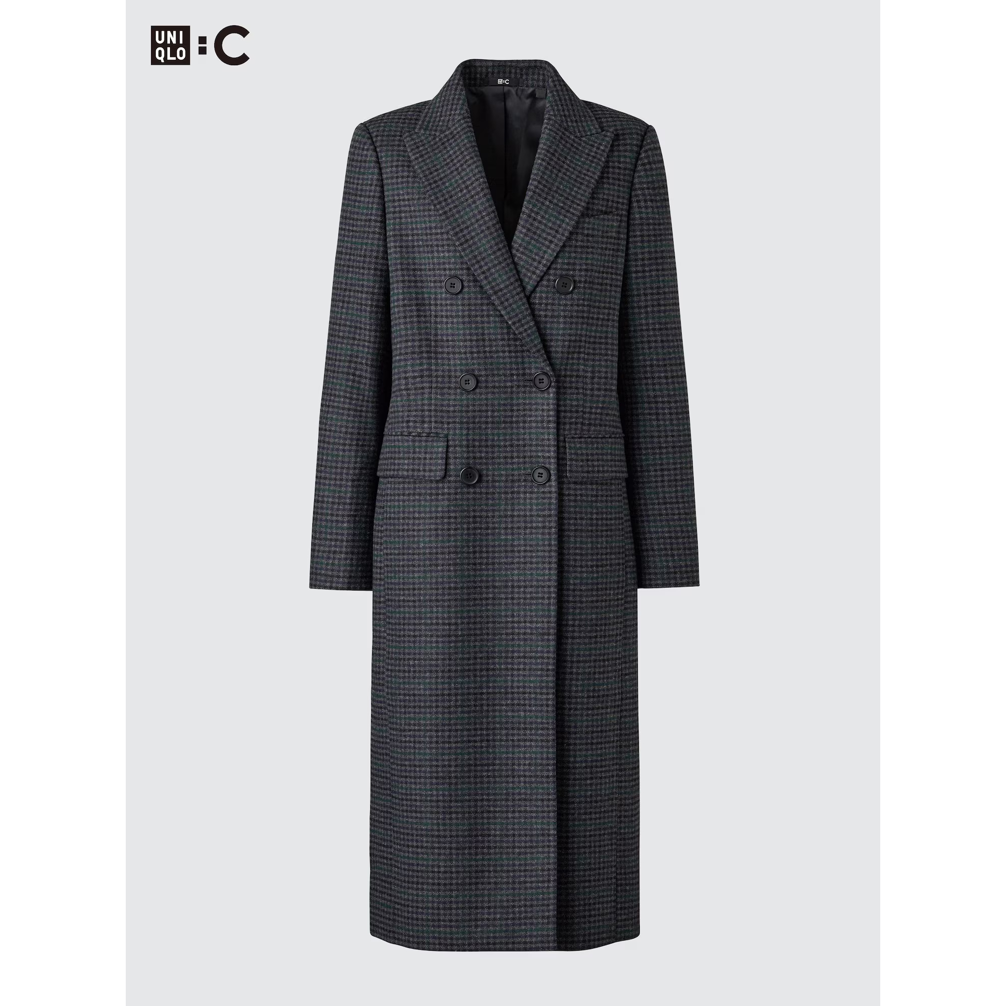 

Двубортное пальто Uniqlo, 06 серый