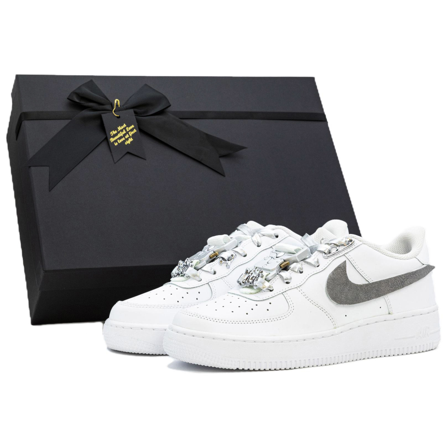 

Кроссовки Nike Air Force 1 противоскользящие износостойкие низкие для скейтбординга мужские белые - белые [Obsidian Box], цвет White[Obsidian Box]