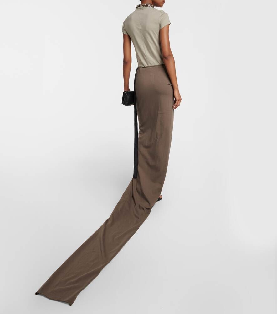 Юбка макси из хлопка DRKSHDW RICK OWENS, коричневый — фото 3