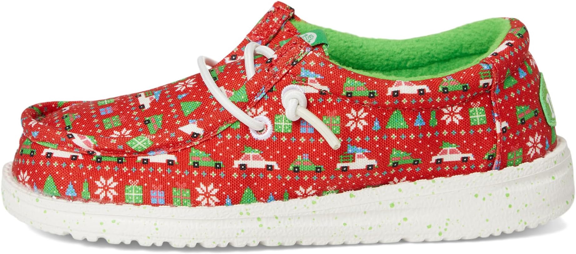 Кроссовки Hey Dude Kids  Wally Holiday Sweater, Red/Green — фото 4