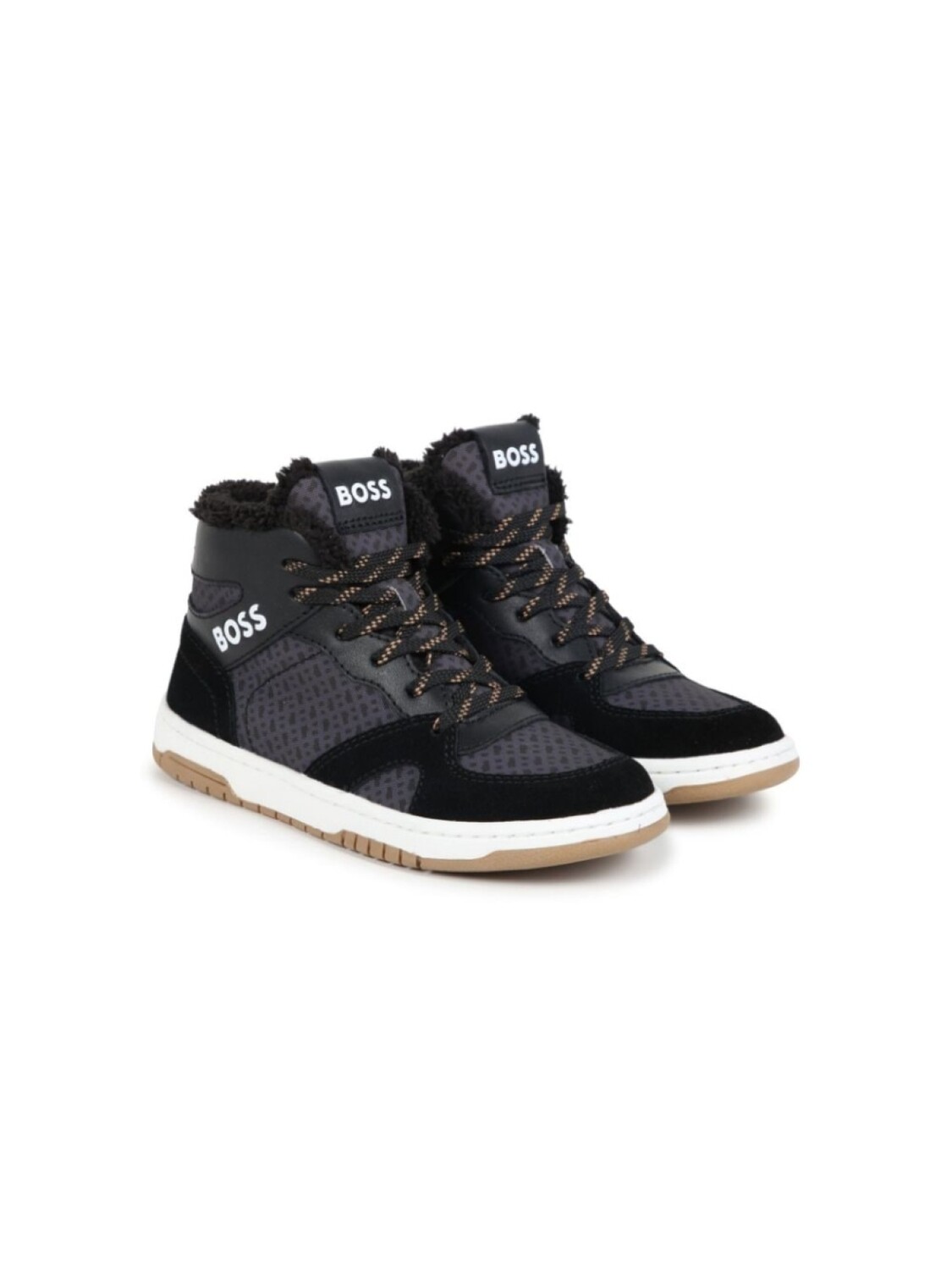 

BOSS Kidswear высокие кеды с логотипом, серый