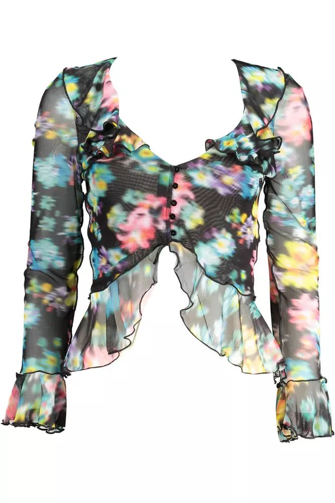 

Топ Desigual Chic с V-образным вырезом и контрастными женскими деталями, черный