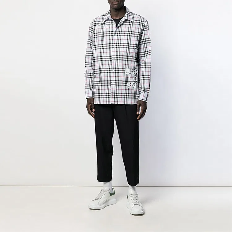Рубашка мужская Burberry Red черный Plaid с острым воротником — фото 3