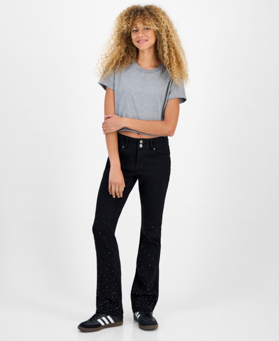 

Джинсы-клеш средней посадки с отделкой стразами для подростков Madden Girl, Black