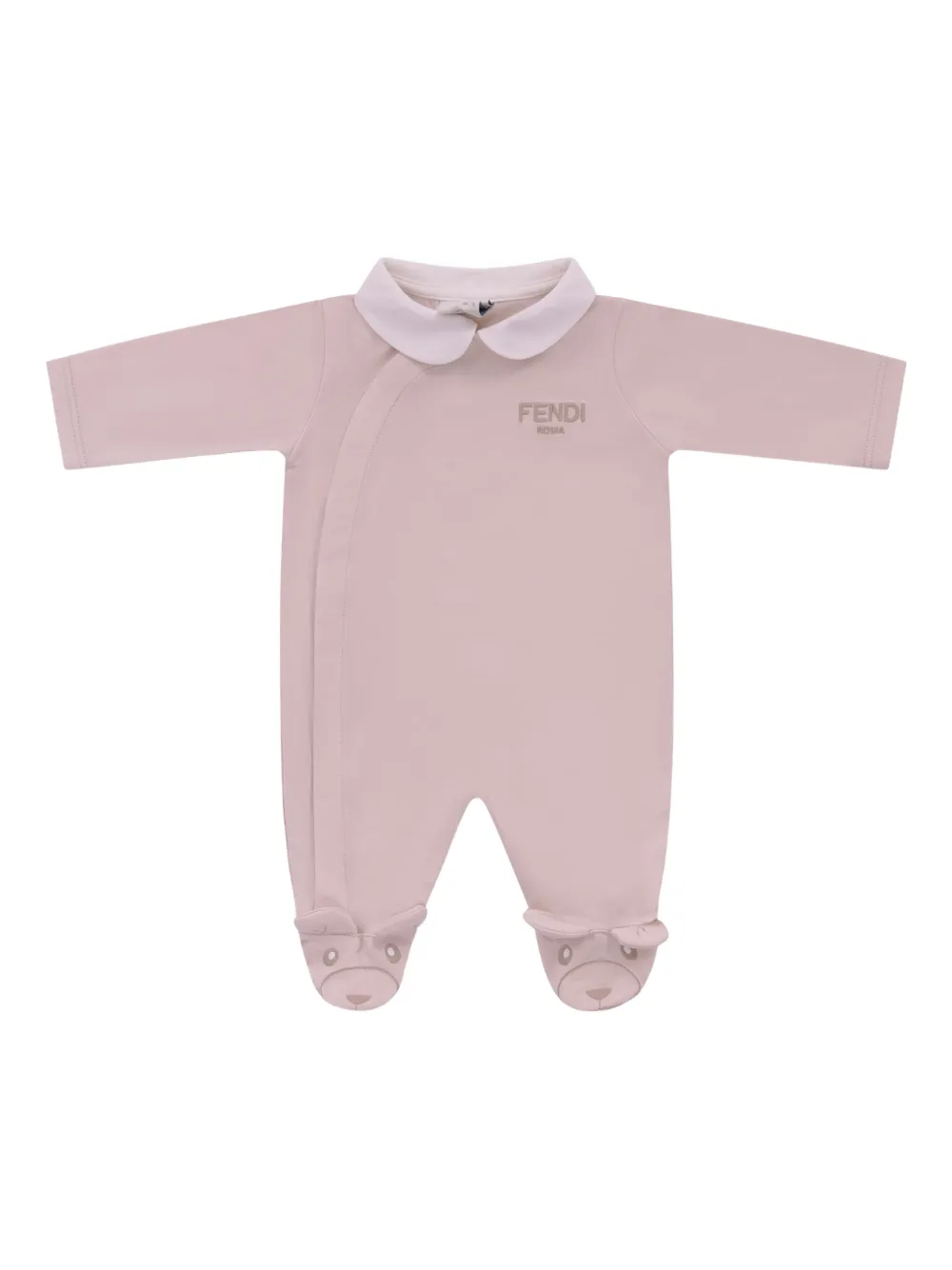 Комплект человечков с вышитым логотипом Fendi Kids, розовый — фото 3