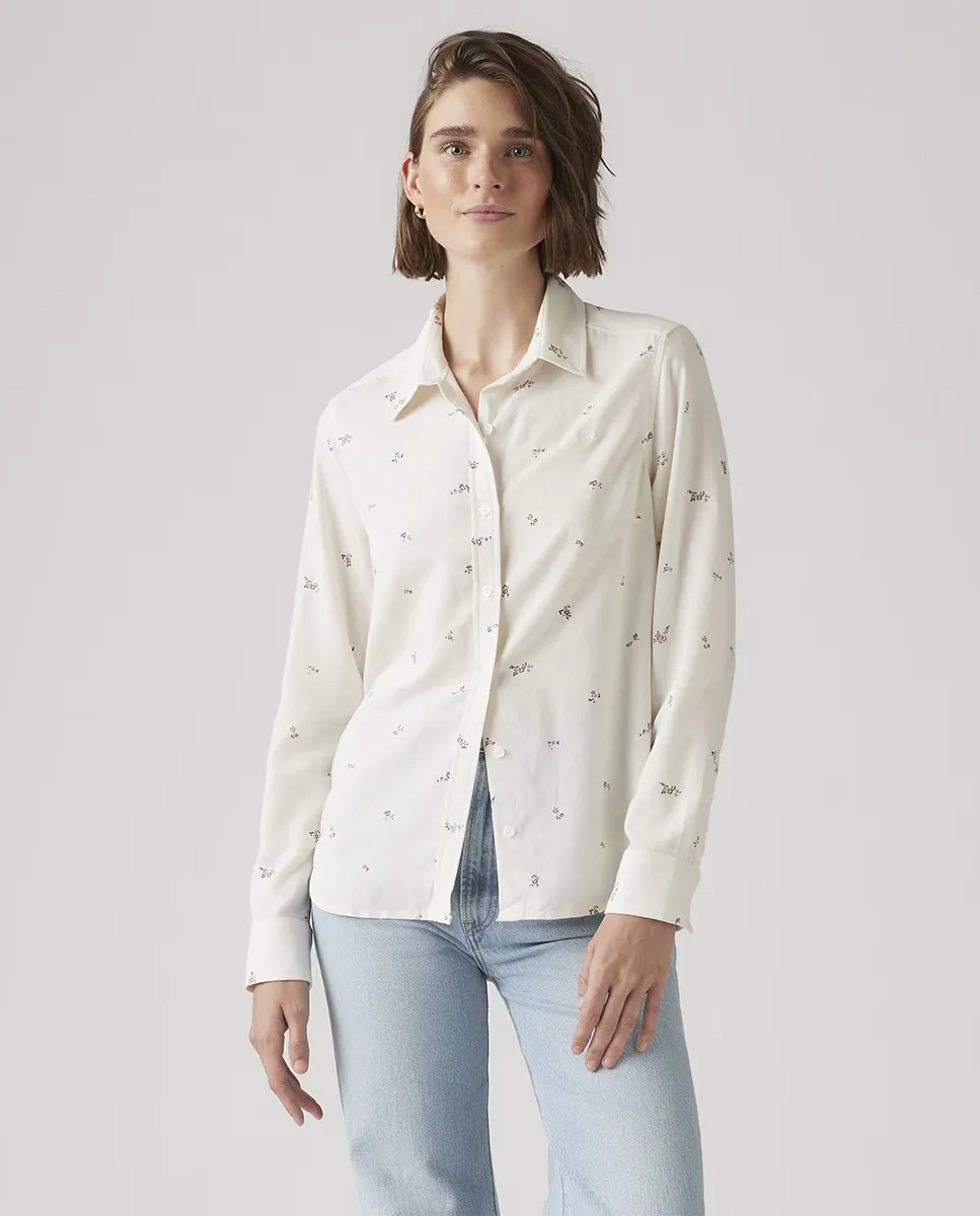 

Женская рубашка с длинными рукавами и добавлением льна Levi's, белый