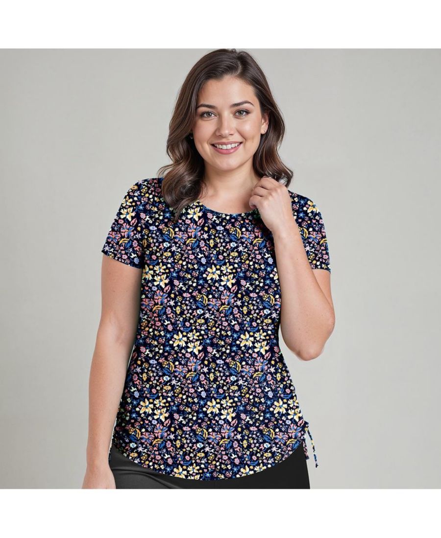 

Купальный топ и плавки/бюстгальтер Adele больших размеров с короткими рукавами Calypsa, Evening blossoms