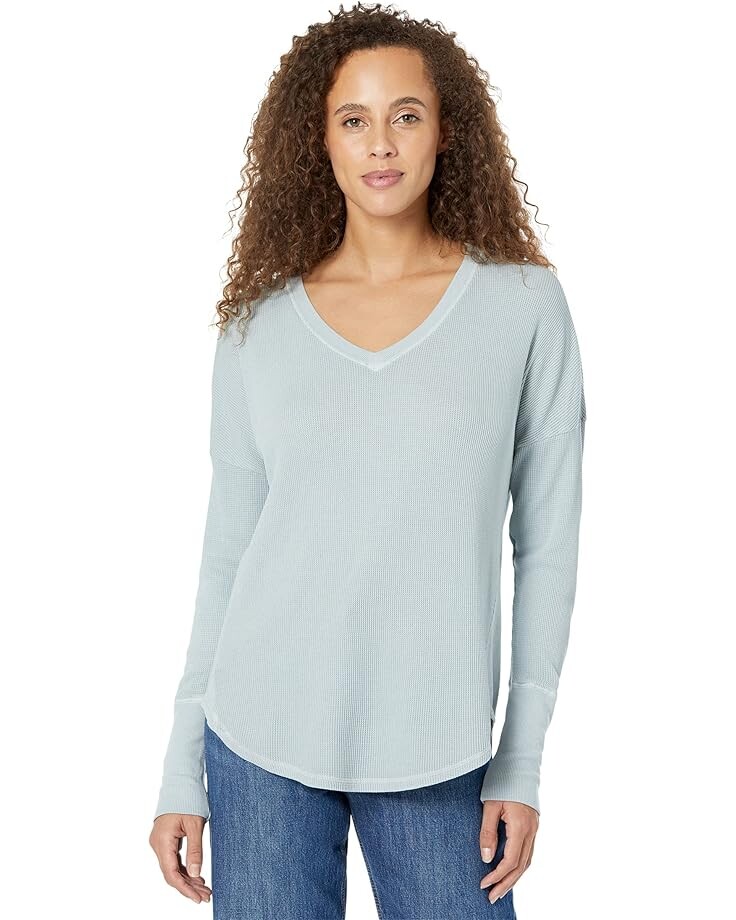 

Футболка Mod-o-doc Slub Jersey Long Sleeve V-Neck Tunic, цвет Blue Mist