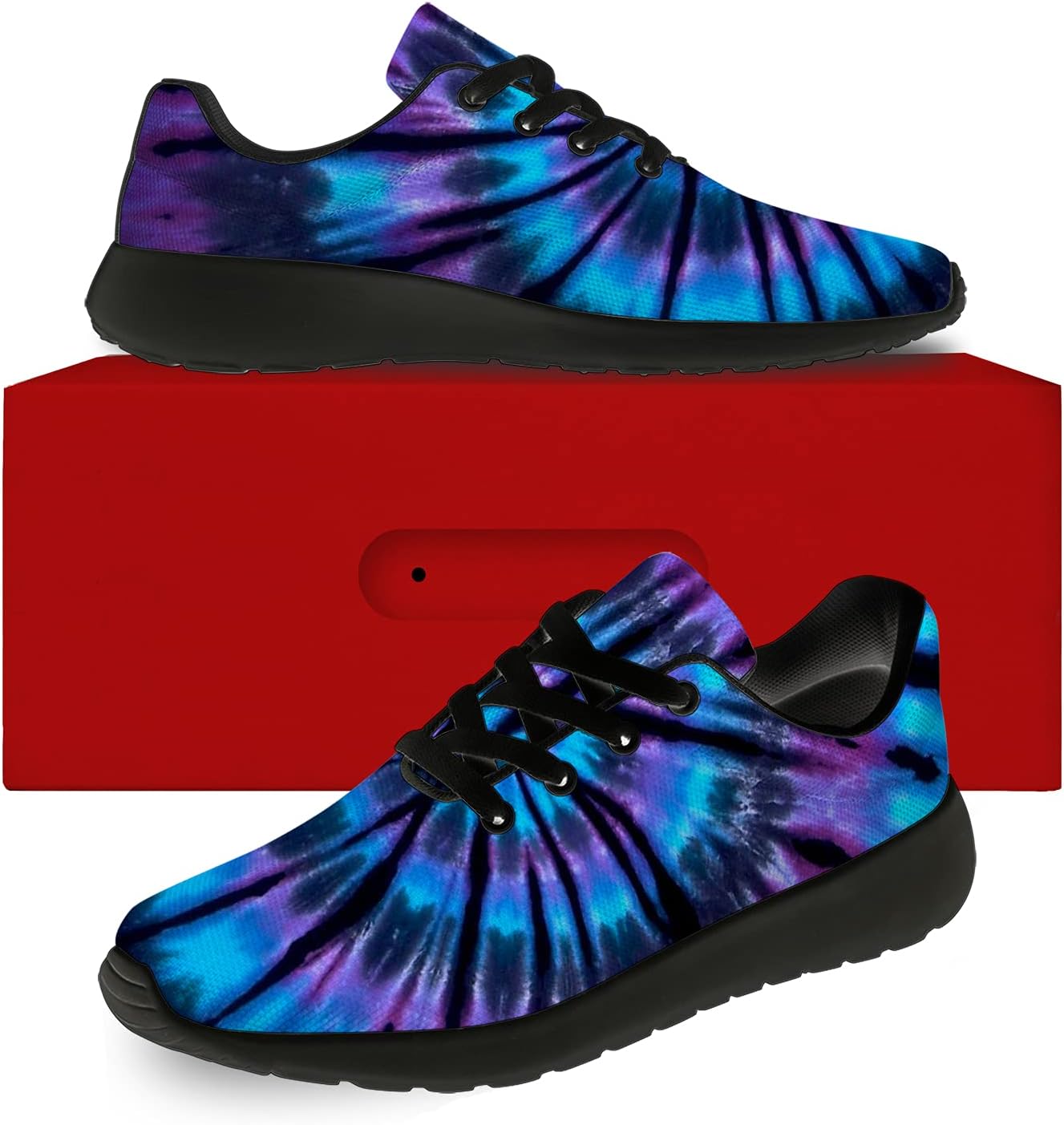 Кроссовки Horethy Tie Dye для женщин и мужчин, беговые кроссовки, женские и мужские прогулочные, теннисные кроссовки, удобные спортивные кроссовки для джоггинга, подарки, синий/фиолетовый — фото 2