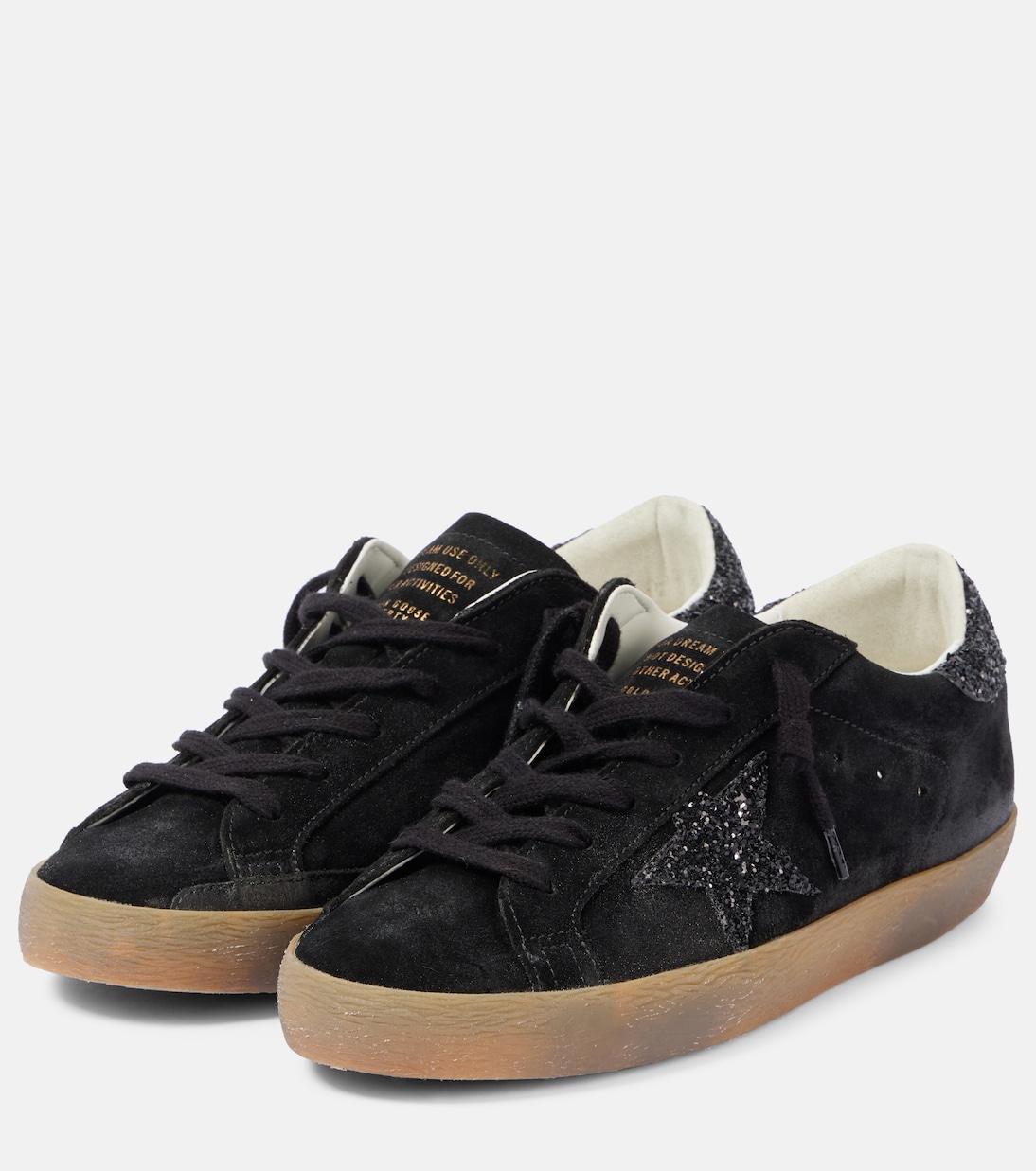 Супер-Звезда блестящие замшевые кроссовки Golden Goose, черный — фото 4