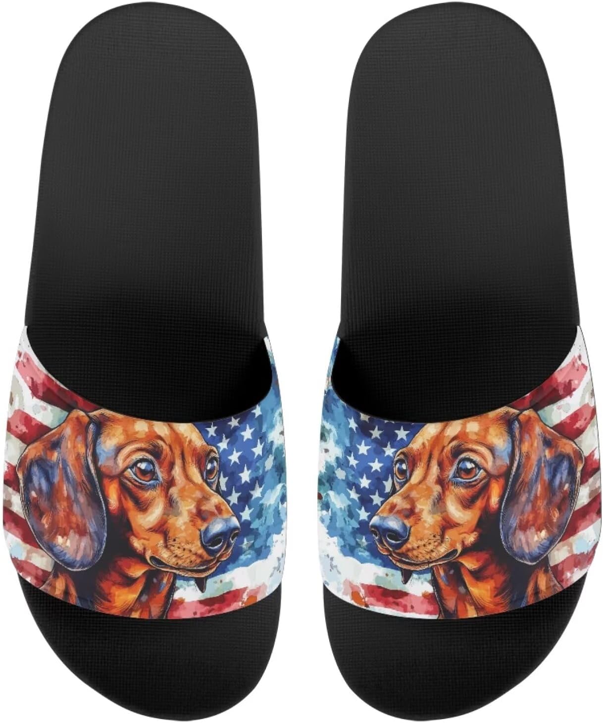 

Женские шлепанцы, Женские сандалии без застежек, Принт с собакой, Удобные и легкие, Летние домашние тапочки, Для пляжа, дома, улицы, отеля и спортзала Getelinseng, Dachshund American Flag