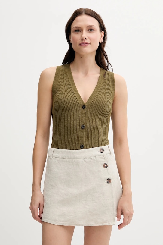 

Жилет с добавлением льна Sisley, зеленый
