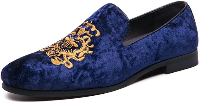 

Мужские роскошные замшевые лоферы с вышивкой, повседневные туфли-лодочки, подходящие для вечеринок, свадеб и выпускных, размеры 38-47 Senlongbao, синий