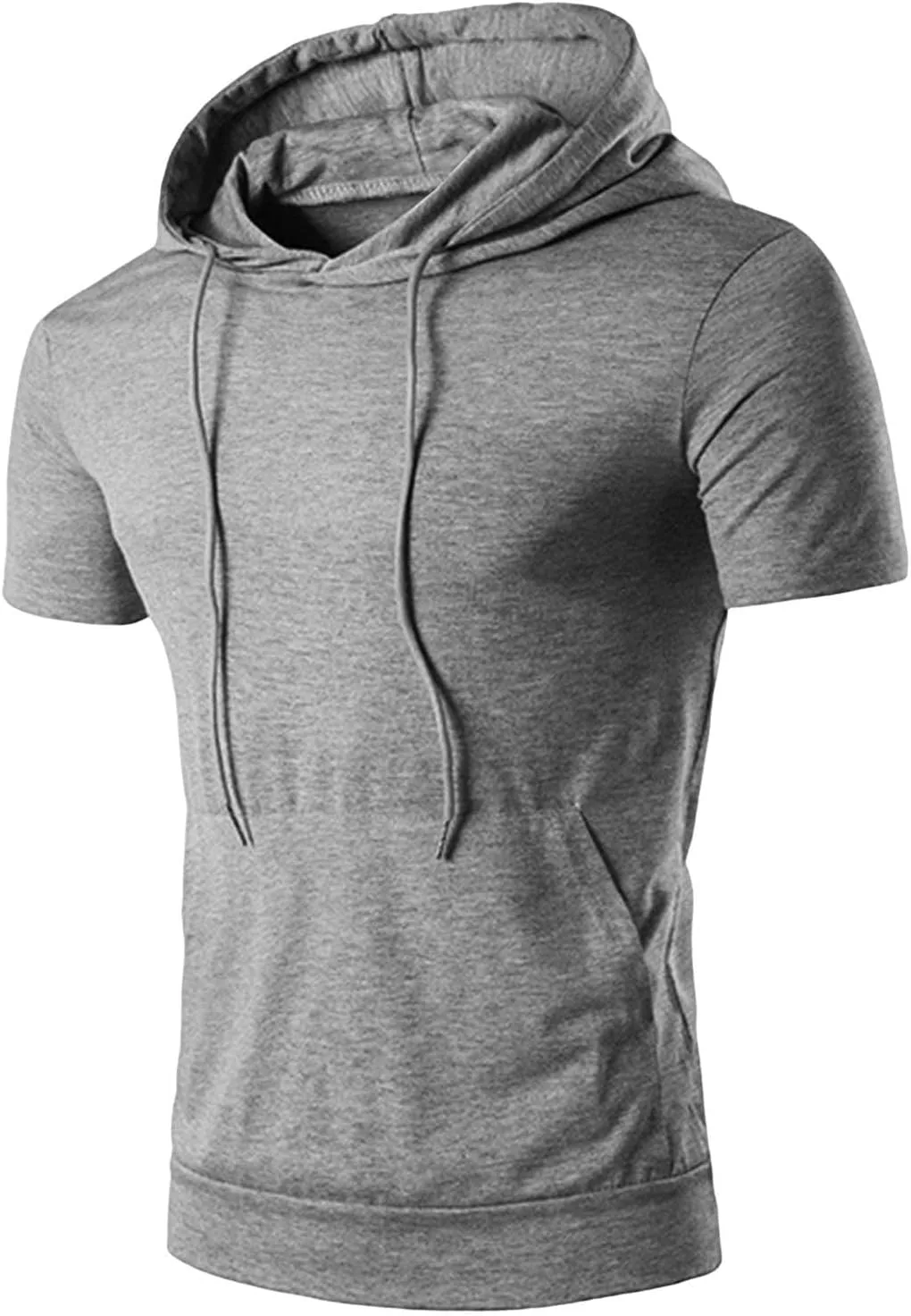 

Мужская футболка с капюшоном, короткий рукав, однотонная, легкая