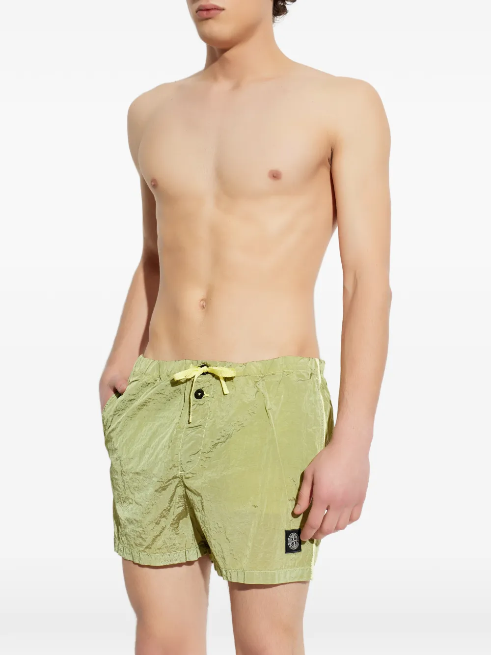 Плавательные шорты с нашивкой-логотипом и шнурком Stone Island, зеленый — фото 2