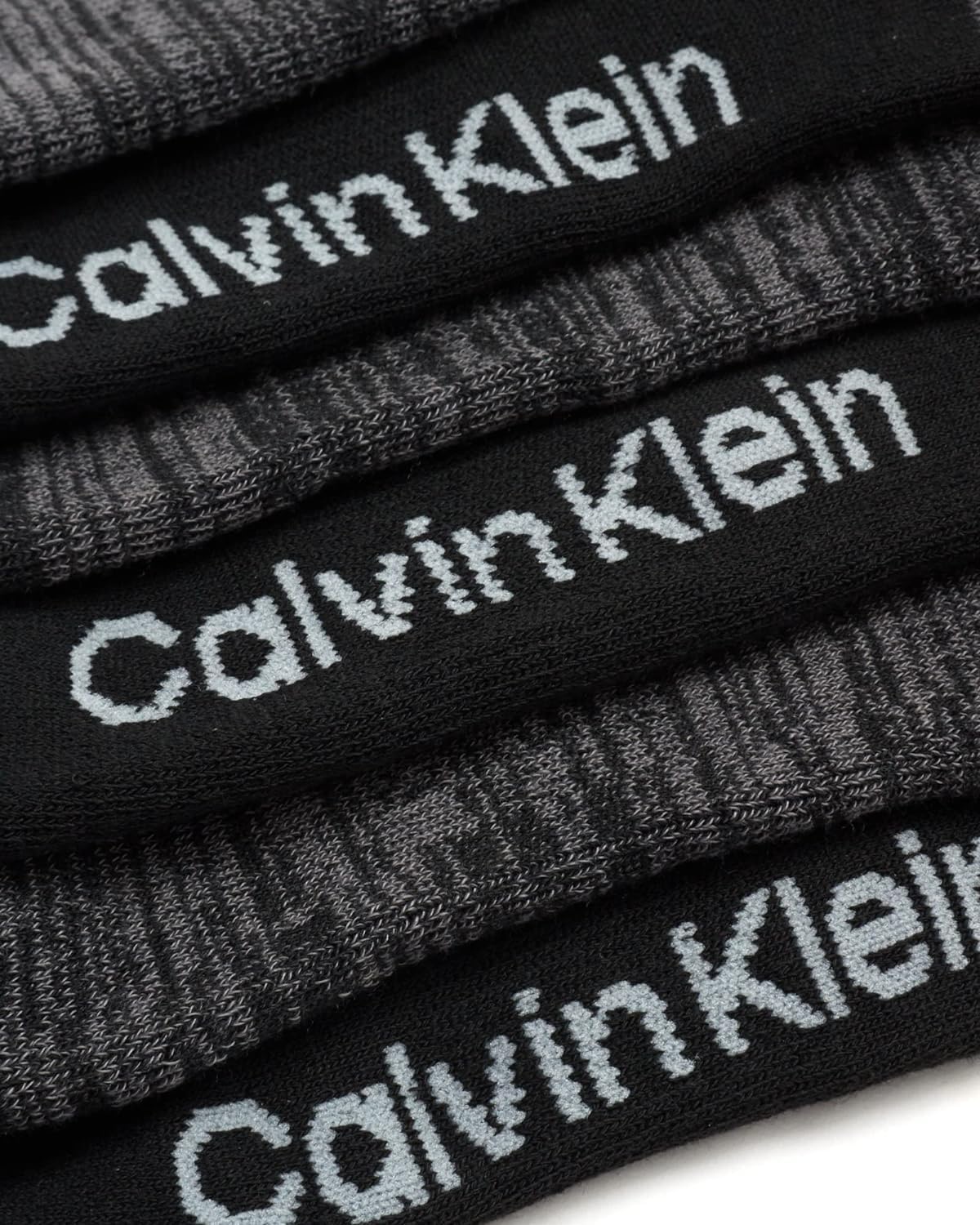Мужские носки Calvin Klein No Show - 12 пар мягких эластичных повседневных носков с низкой посадкой и нескользящей пяткой, Grey Stripes — фото 3
