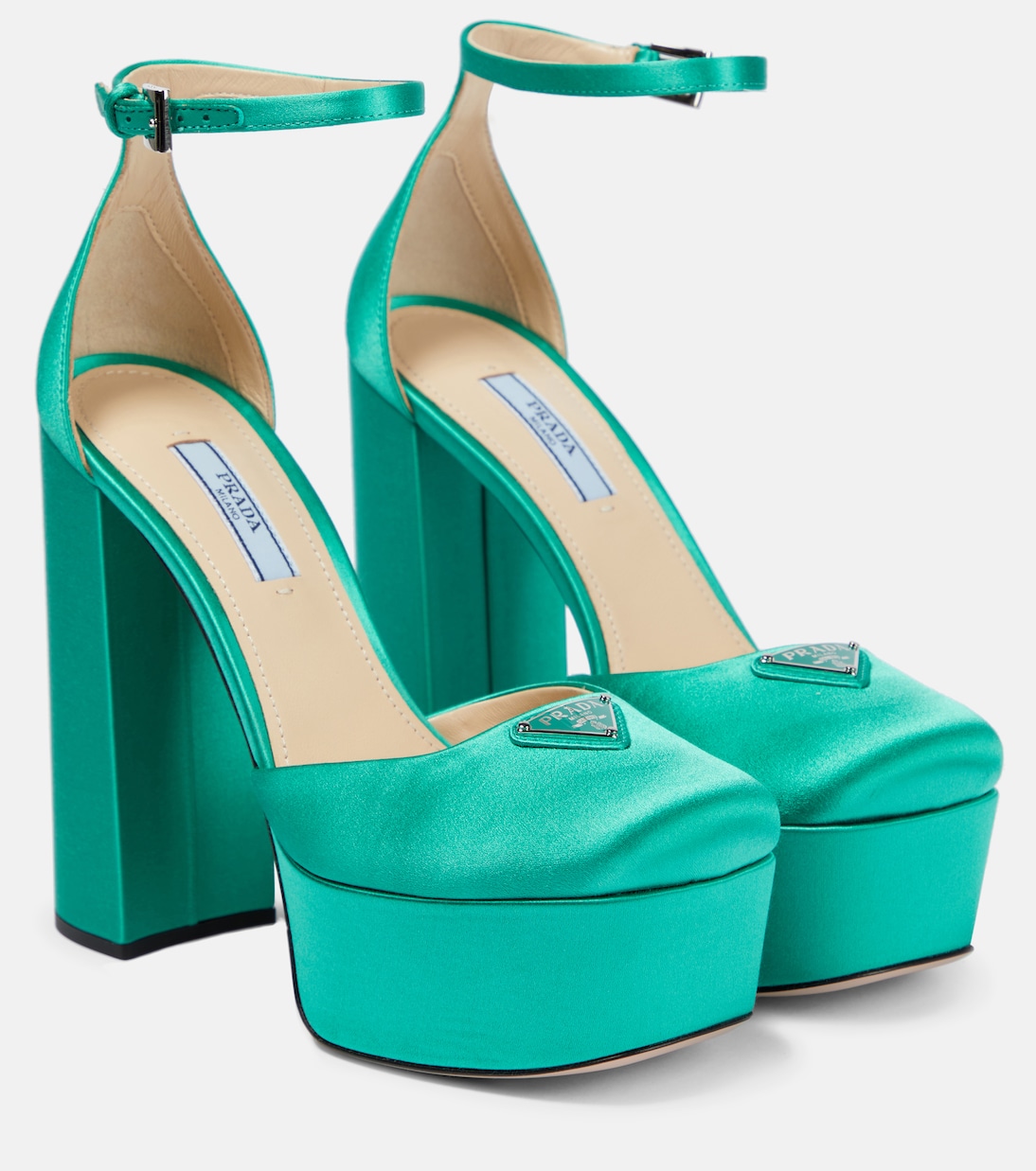 Атласные платформенные лоферы Prada, Assenzio