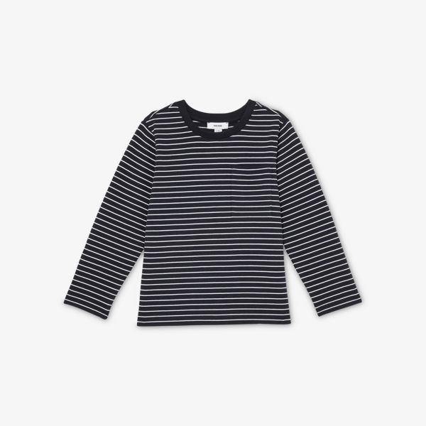 

Футболка полосатая Reiss Kenny с длинным рукавом, темно-синий / белый