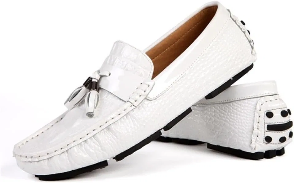 Лоферы мужские Slip-On Prom Loafers Suede Vamp Round Toe Anti-Slip Flexible Casual Classic Dress Shoes, белый DHFIRUFSHLO — фото 2
