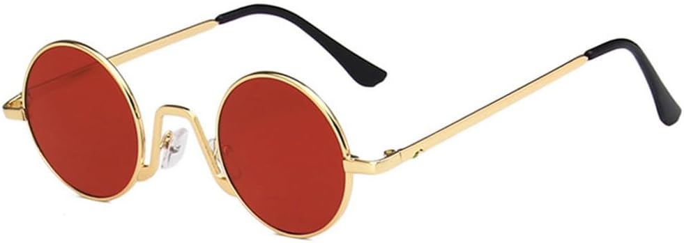 

Винтажные маленькие круглые солнцезащитные очки для мужчин, модные солнцезащитные очки UV400 для женщин, ретро-панк, металлические черные солнцезащитные очки TKKTLLT, Gold-red
