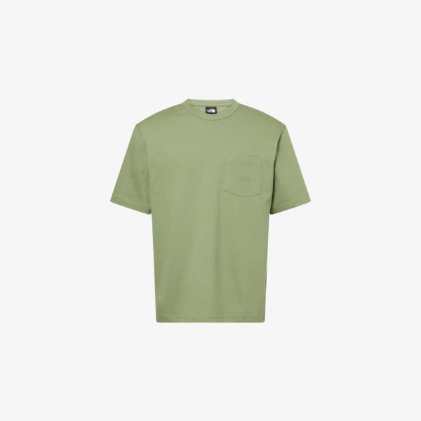 

Футболка хлопковая с вышитым логотипом и накладными карманами The North Face, цвет bark mist