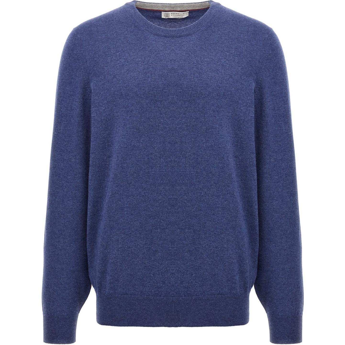 

Вязаный свитер с круглым вырезом Brunello Cucinelli, светло синий