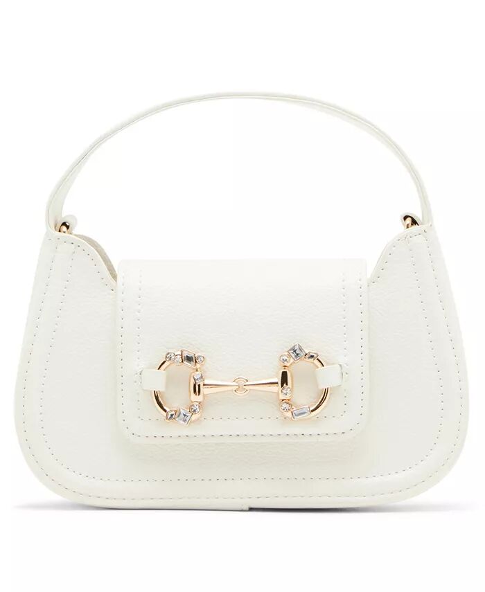 

Маленькая сумка через плечо с верхней ручкой Crystal Horsebit Anne Klein, белый